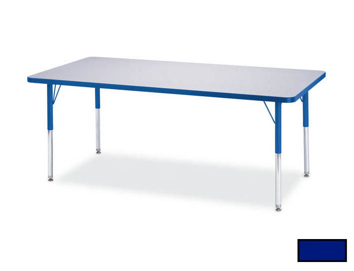 6403jct003 Kydz Activity Table - Rectangle - 24 In. X 48 In. 11 In. - 15 In. Ht - Gray - Blue