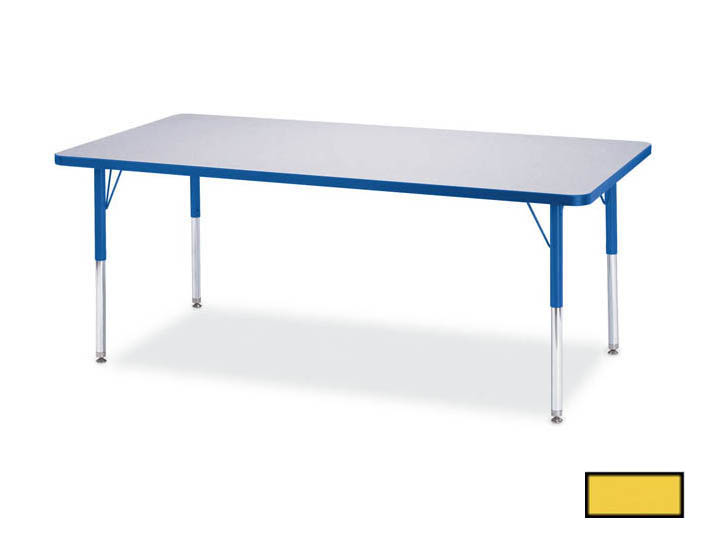 6403jct007 Kydz Activity Table - Rectangle - 24 In. X 48 In. 11 In. - 15 In. Ht - Gray - Yellow