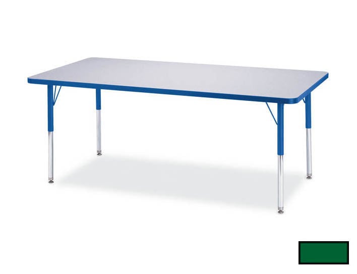 6403jct119 Kydz Activity Table - Rectangle - 24 In. X 48 In. 11 In. - 15 In. Ht - Gray - Green