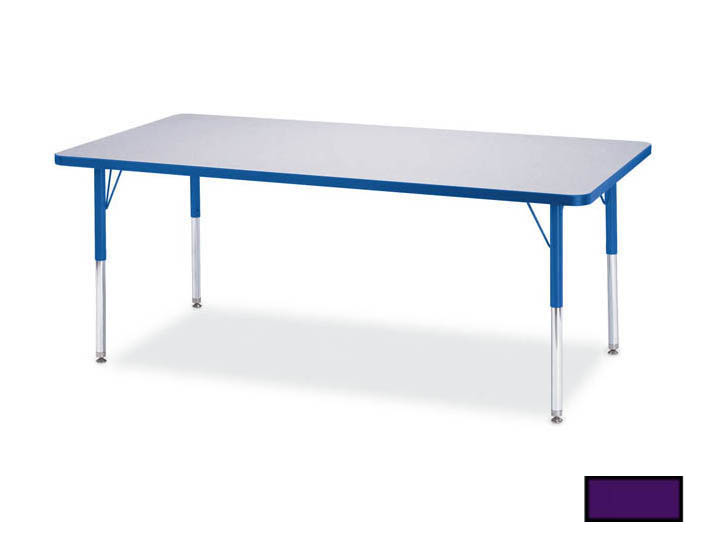 6408jca004 Kydz Activity Table - Rectangle - 30 In. X 60 In. 24 In. - 31 In. Ht - Gray - Purple