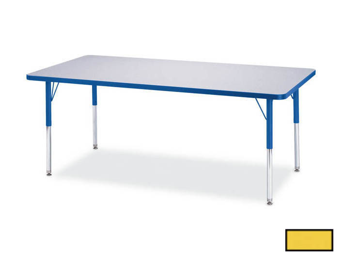 6413jca007 Kydz Activity Table - Rectangle - 30 In. X 72 In. 24 In. - 31 In. Ht - Gray - Yellow