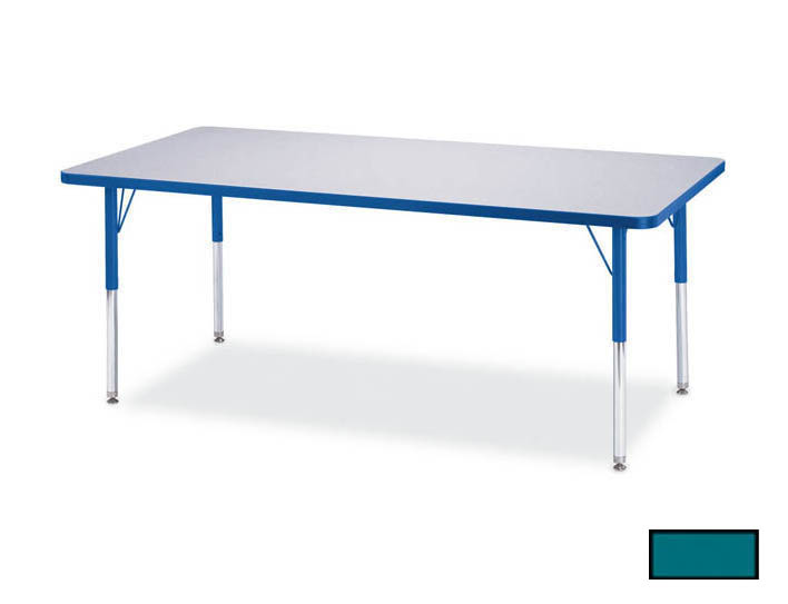 6413jce005 Kydz Activity Table - Rectangle - 30 In. X 72 In. 15 In. - 24 In. Ht - Gray - Teal