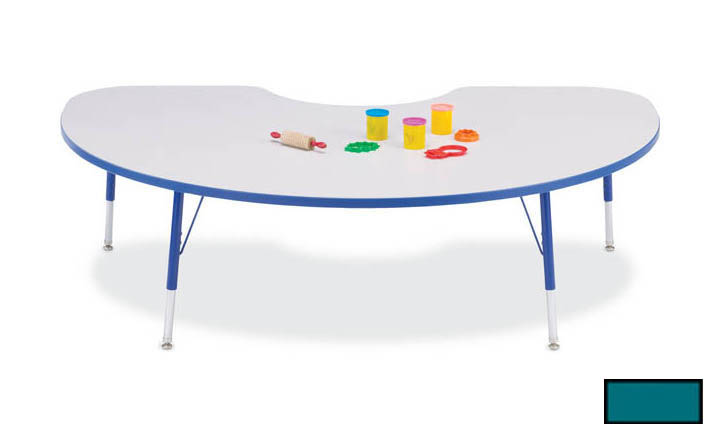 6423jct005 Kydz Activity Table - Kidney - 48 In. X 72 In. 11 In. - 15 In. Ht - Gray - Teal