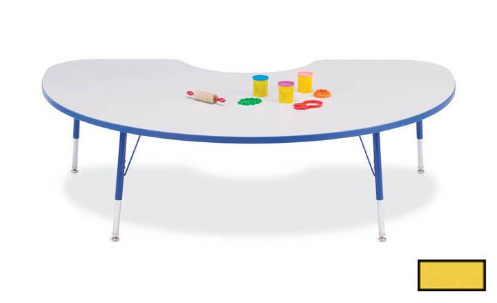 6423jct007 Kydz Activity Table - Kidney - 48 In. X 72 In. 11 In. - 15 In. Ht - Gray - Yellow
