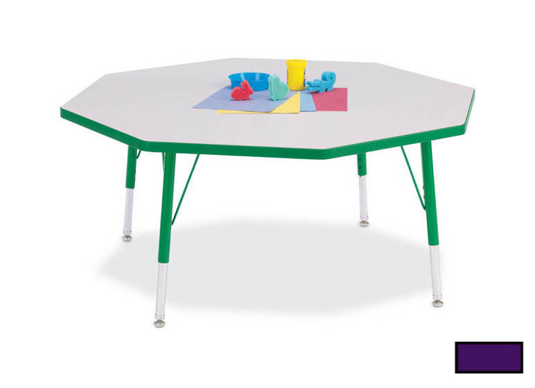 6428jca004 Kydz Activity Table - Octagon - 48 In. X 48 In. 24 In. - 31 In. Ht - Gray - Purple