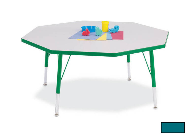 6428jca005 Kydz Activity Table - Octagon - 48 In. X 48 In. 24 In. - 31 In. Ht - Gray - Teal