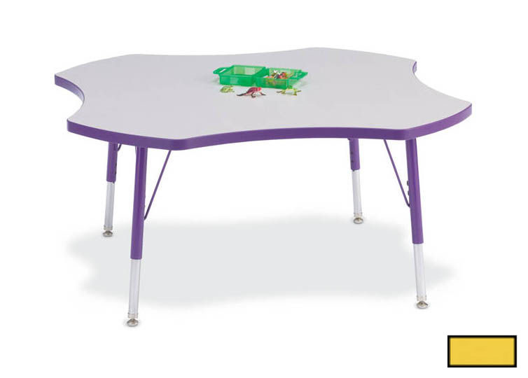 6453jce007 Kydz Activity Table - Four Leaf - 48 In. 15 In. - 24 In. Ht - Gray - Yellow