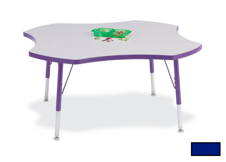 6453jct003 Kydz Activity Table - Four Leaf - 48 In. 11 In. - 15 In. Ht - Gray - Blue