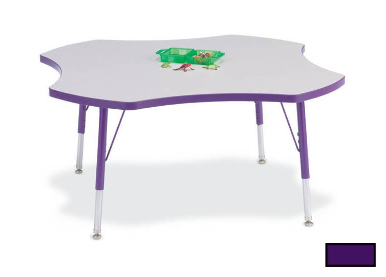 6453jct004 Kydz Activity Table - Four Leaf - 48 In. 11 In. - 15 In. Ht - Gray - Purple
