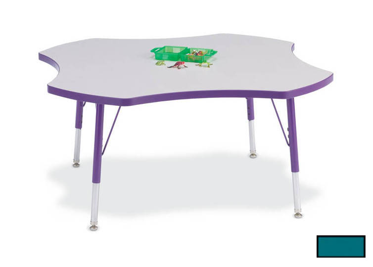 6453jct005 Kydz Activity Table - Four Leaf - 48 In. 11 In. - 15 In. Ht- Gray - Teal