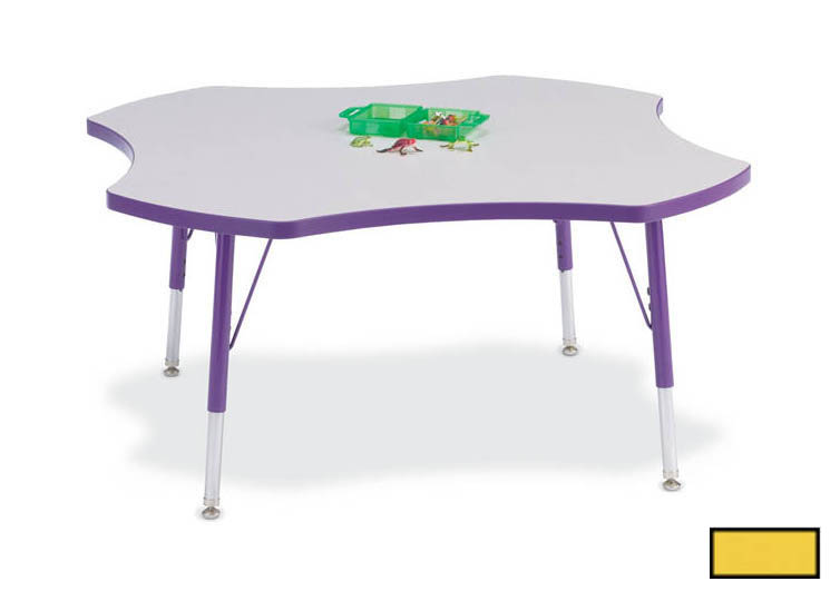 6453jct007 Kydz Activity Table - Four Leaf - 48 In. 11 In. - 15 In. Ht - Gray - Yellow