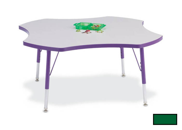 6453jct119 Kydz Activity Table - Four Leaf - 48 In. 11 In. - 15 In. Ht - Gray - Green