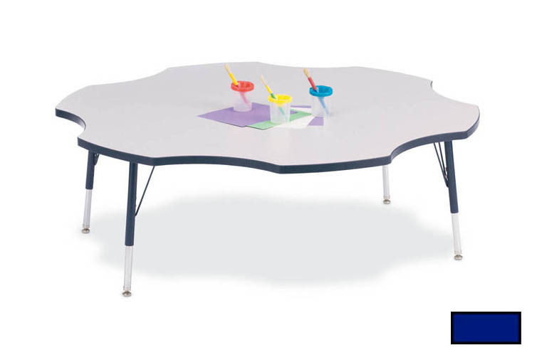 6458jca003 Kydz Activity Table - Six Leaf - 60 In. 24 In. - 31 In. Ht - Gray - Blue