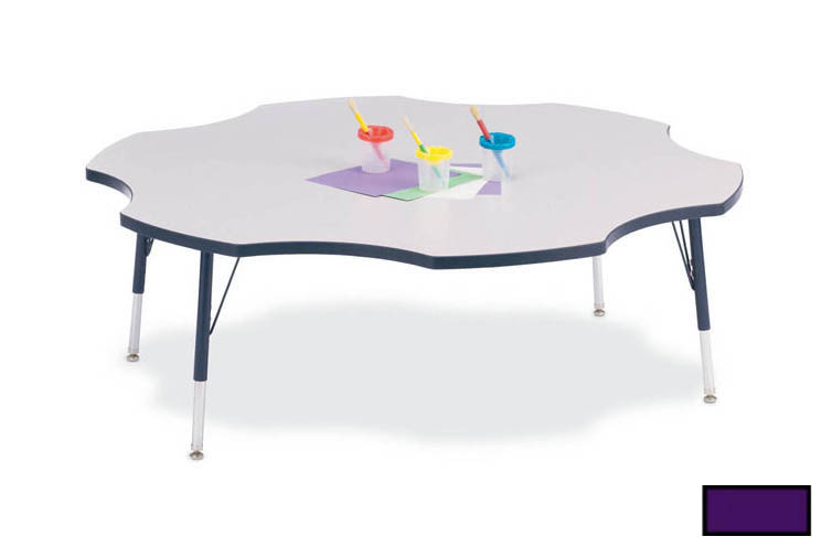 6458jca004 Kydz Activity Table - Six Leaf - 60 In. 24 In. - 31 In. Ht - Gray - Purple