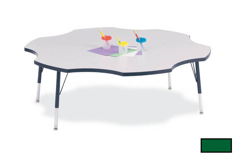 6458jca119 Kydz Activity Table - Six Leaf - 60 In. 24 In. - 31 In. Ht - Gray - Green