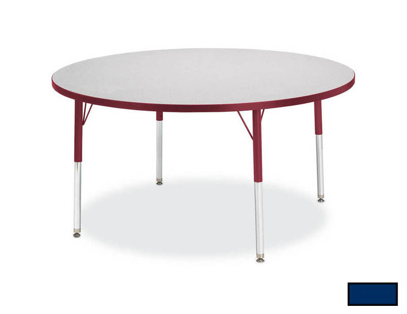 6468jct112 Kydz Activity Table - Round - 42 In. Diameter 11 In. - 15 In. Ht - Gray - Navy
