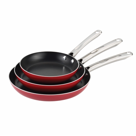 21581 Triple Pack- 8-inch 10-inch And 11-inch Open Shallow Skillets Red