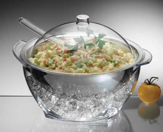 Iced Salad With Acrylic Dome Lid Salad Servers - Ic30