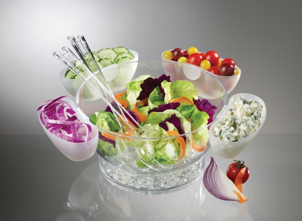 Orbit Bowl On Ice Acrylic 6.5 Qt 2 Salad Servers - Ab4