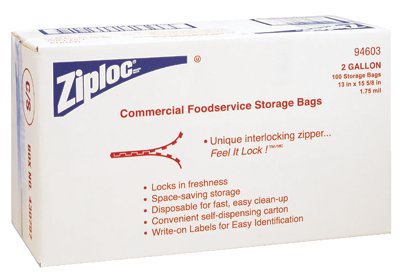 Johnson Diversey 395-94603 Case- 100 Ziplock Bags Two Gallon Storage 1.75 Ml