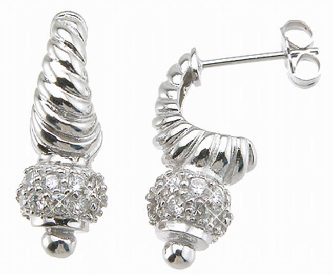 Kke6345 925 Sterling Silver Rhodium Finish Brilliant Huggies Pave Earrings