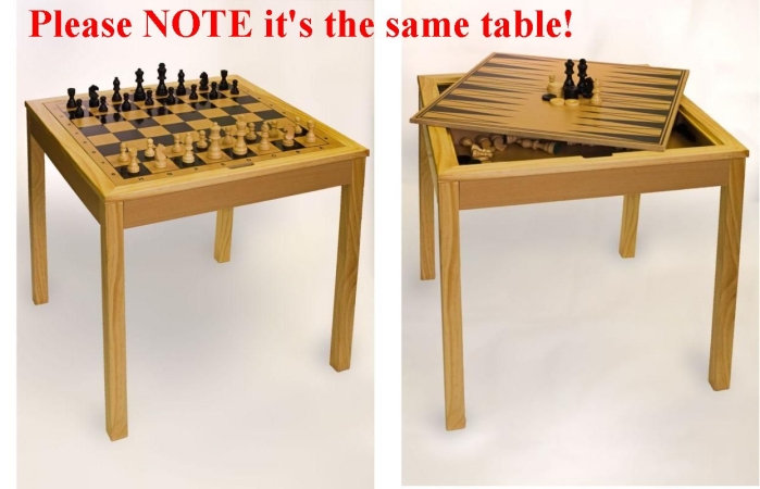 4280 3 In 1 Wooden Game Table Chess
