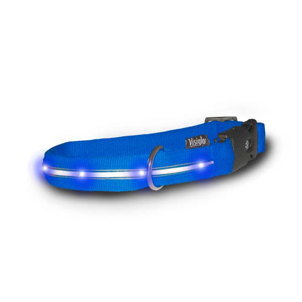 Blue Nylon Collar With Blue Led Small