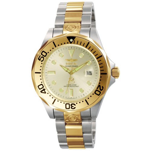 Invicta 3050 Mens Grand Diver On A Two Tone Stainless Steel Bracelet With A Silver Dial Watch