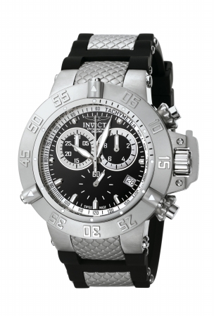 Invicta Mens Subaqua Noma Lll Two Eye Chronograph In Stainless Steel With A Black Dial On A Black Rubber Strap Watch