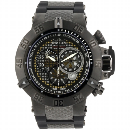 Invicta 6043 Mens Sub-aqua Noma Lll Swiss Quartz Chronograph In All Gunmetal With A Charcoal On A Black Rubber Strap With Steel Inserts Watch