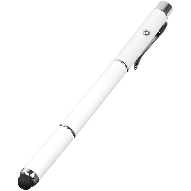 SIIG AC-PD0812-S1 3-in-1 WakeStylus Plus Pen Plus Laser Pointer - White - Silicon Aluminum