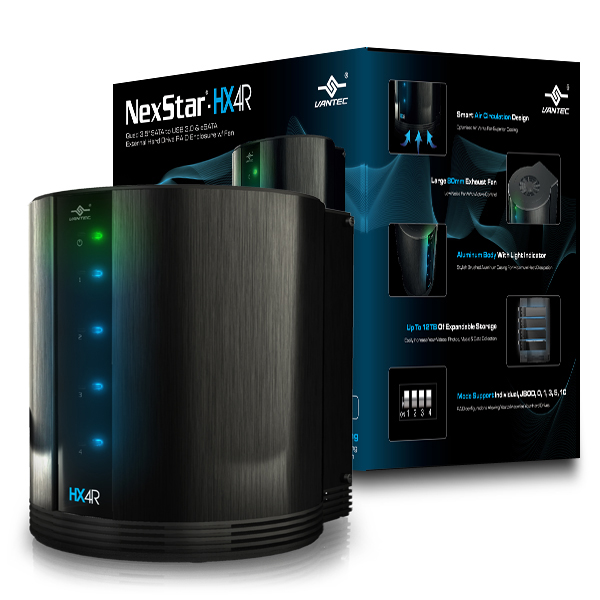 Vantec Thermal Technologies NST-640S3R-BK Quad 3.5 in. SATA to USB 3.0 and eSATA External Hard Drive RAID Enclosure with Fan