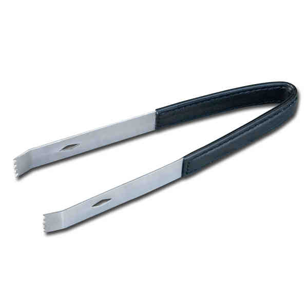 A1062 Black Leather Ice Tongs With Stainless Steel Structure
