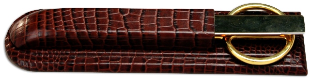 A2027 Brown Crocodile Embossed Leather Library Set