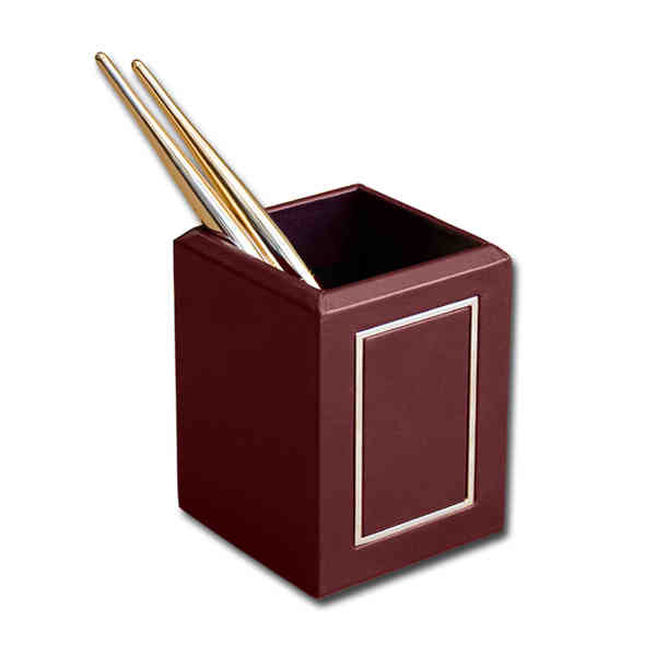 24kt Gold Tooled Burgundy Leather Pencil Cup