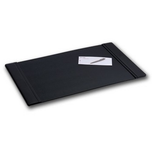 Black Leather 38 In. X 24 In. Desk Pad With Side Rails