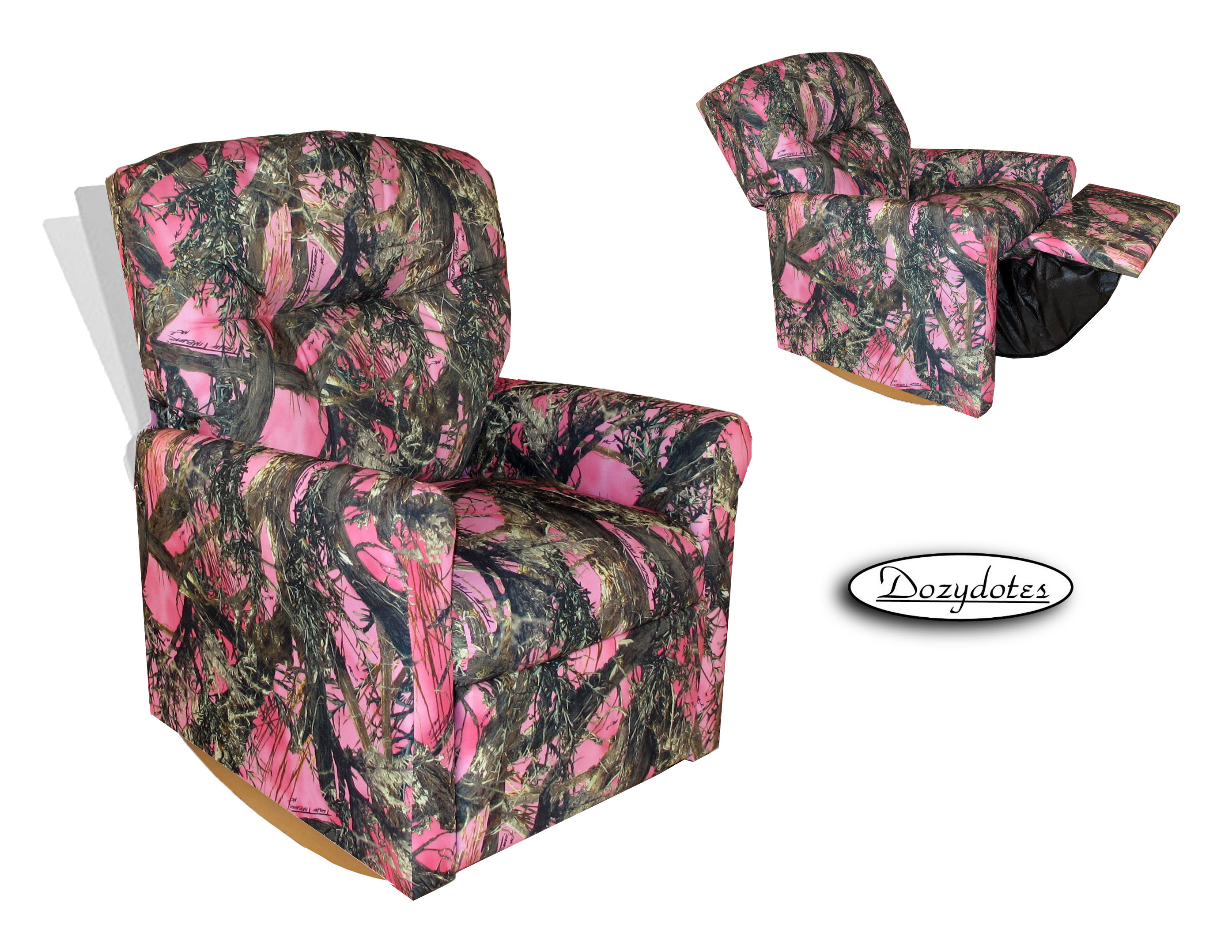 11825 Contemporary Camouflage Pink With True Timber Fabric Rocker Recliner