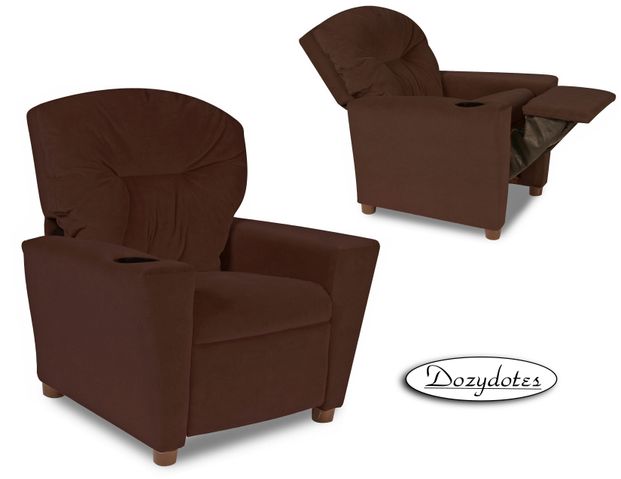 Chocolate Micro Suede Kid Recliner With Cup Holder