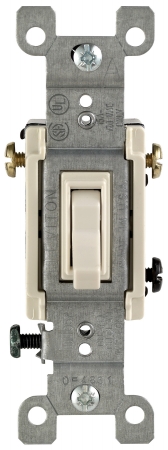 Leviton Mfg 208-01453-02t Light Almond 15 Amp 3 Way Quiet Switch