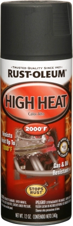 Rustoleum 248903 12 Oz Flat Black High Heat Automotive Spray Paint - Pack Of 6