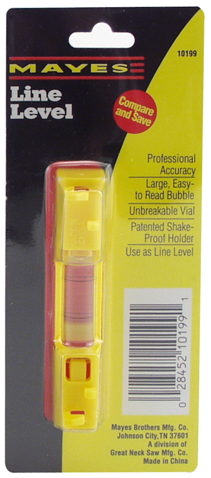Great Neck 10199 3" Line Level- Levels Laser Levels & Accessories