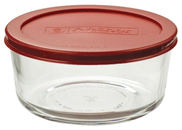 91548l11 4 Cup Round Kitchen Storage With Red Lid - Pack Of 4