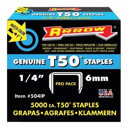 Arrow Fastener Co. 504ip 5000 Count .25 In. T50 Staples