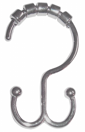 96ss Chrome Double Shower Curtain Liner Roller Hook