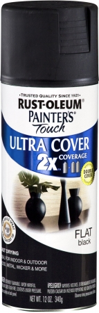 Rustoleum 249127 12 Oz Black Flat Painters Touch 2x Ultra Cover Spray Paint - Pack Of 6