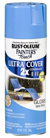 Rustoleum 249093 12 Oz Spa Blue Gloss Painters Touch 2x Ultra Cover Spray Pai - Pack Of 6