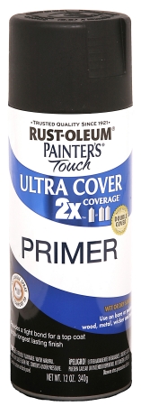 Rustoleum 249846 12 Oz Black Flat Primer Painters Touch 2x Ultra Cover Spray