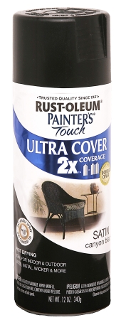 Rustoleum 249844 12 Oz Canyon Black Satin Painters Touch 2x Ultra Cover Spray - Pack Of 6