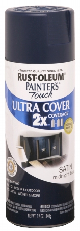 Rustoleum 249854 12 Oz Midnight Blue Satin Painters Touch 2x Ultra Cover Spra - Pack Of 6