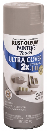 Rustoleum 249855 12 Oz Stone Gray Satin Painters Touch 2x Ultra Cover Spray P - Pack Of 6